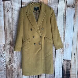 J.Crew Jacket Coat Double Breasted Wool Blend Came Long Classic Size 4 Petite